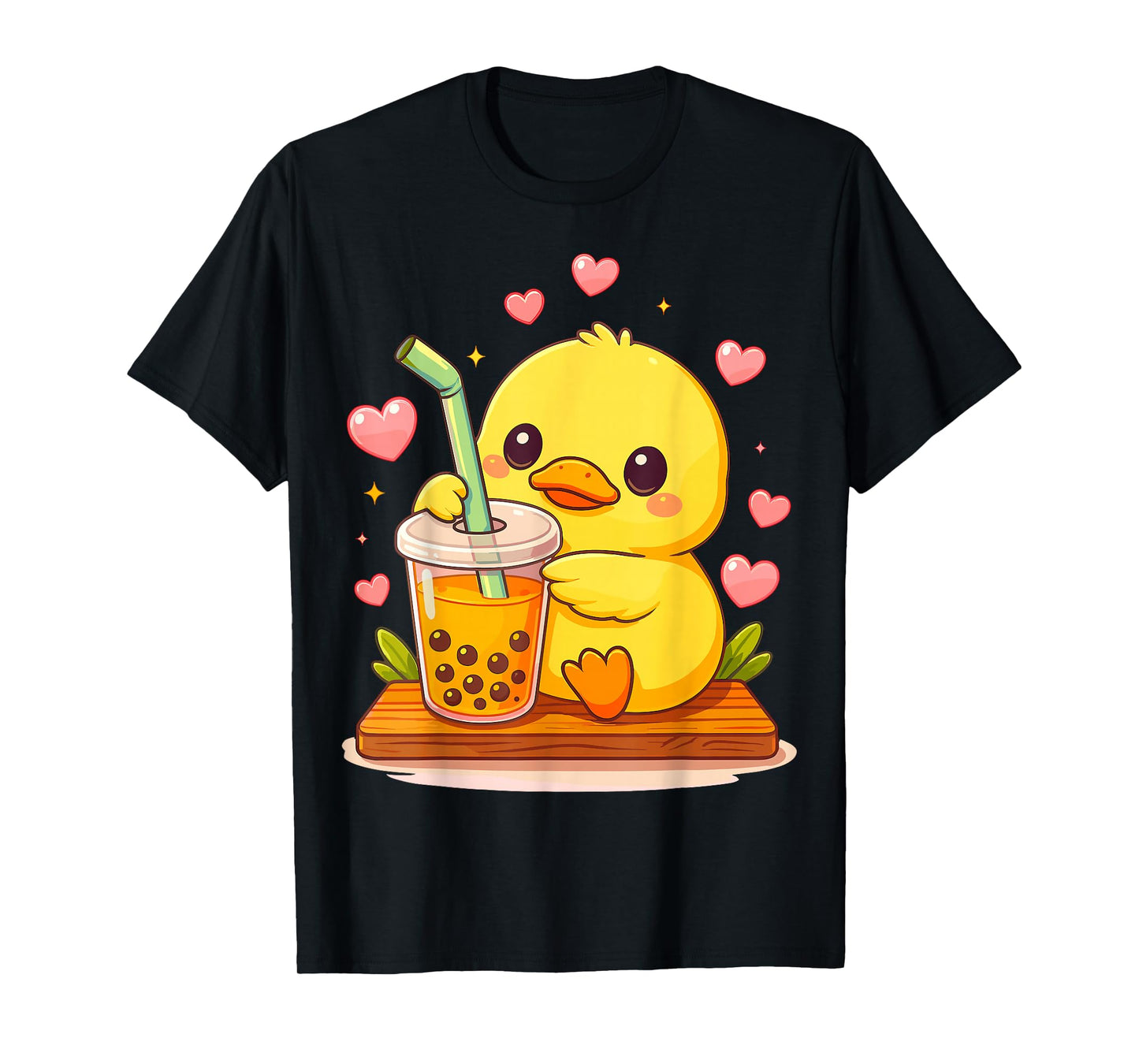 Kawaii Duck with Boba Bubble Tea T-Shirt
