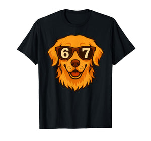 Funny Golden Retriever Dog Sunglasses 67 Six Seven Meme T-Shirt