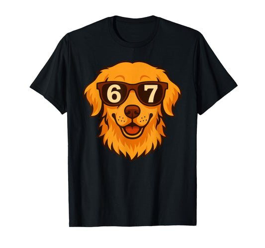 Funny Golden Retriever Dog Sunglasses 67 Six Seven Meme T-Shirt