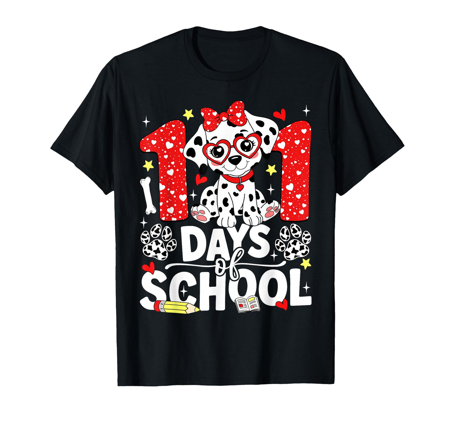 100 Days of School Cute Dalmatian Dog 100 Days Smarter Girls T-Shirt