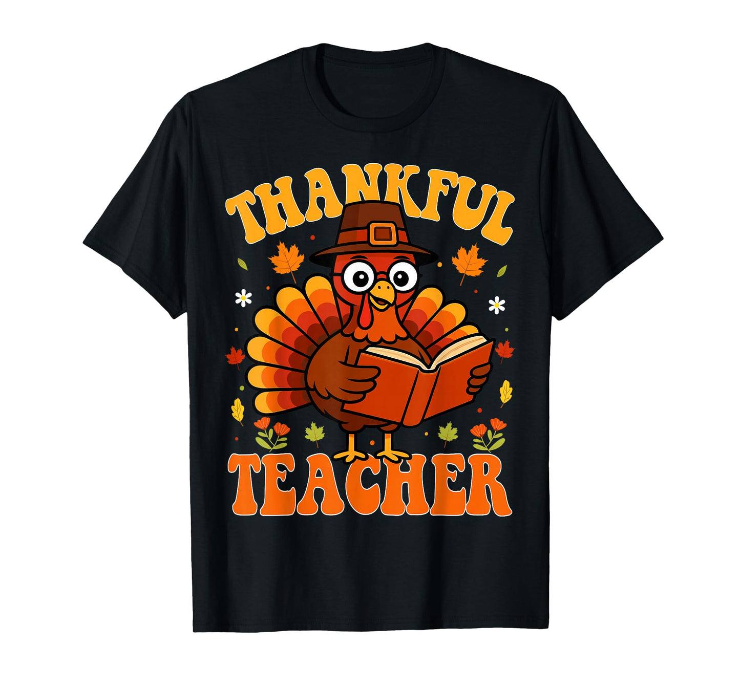 Thankful Teacher Turkey Reading Book Teacher Thanksgiving T-Shirt
