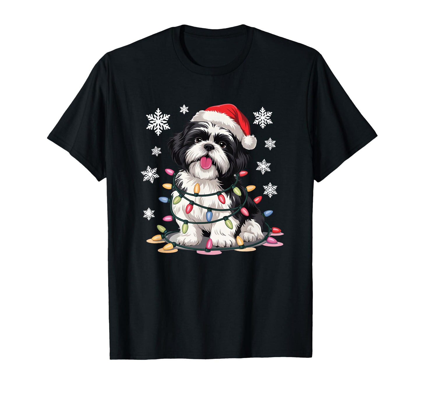 Christmas Dog Shih Tzu Santa Xmas Women Men Kids T-Shirt