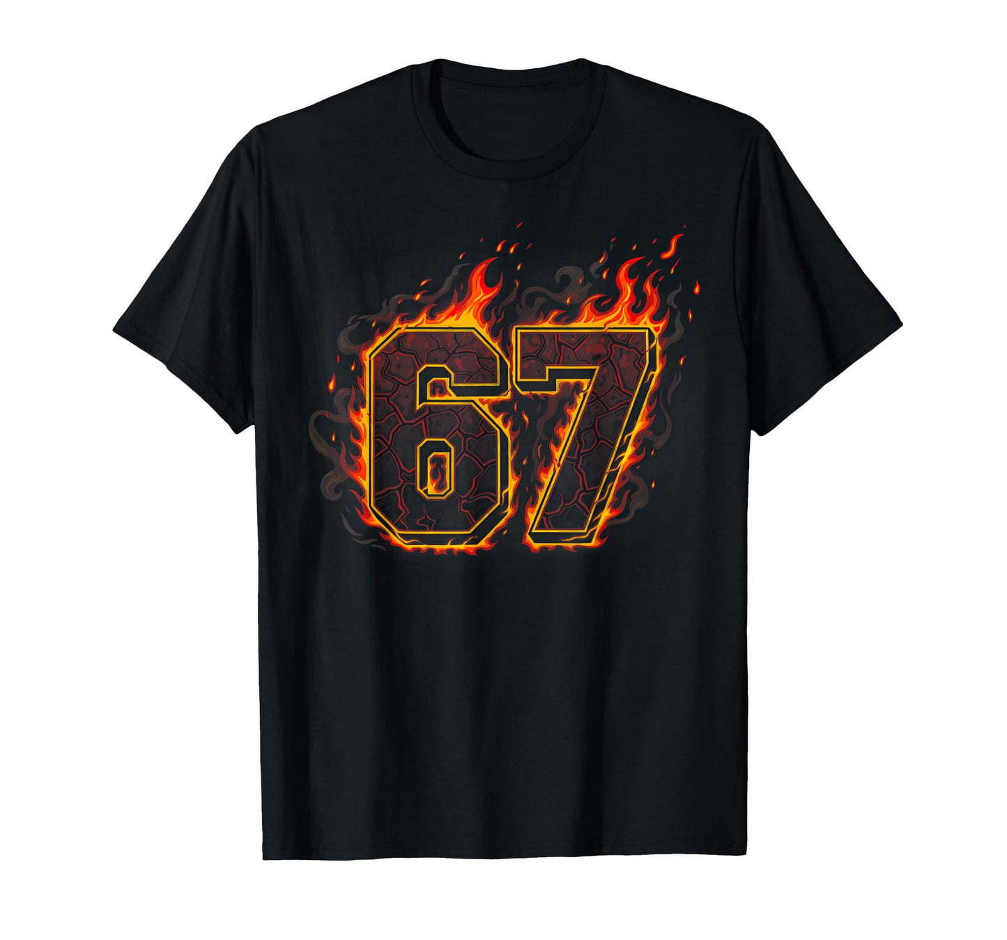Six Seven 67 Meme Flames Fire Funny Gen Alpha Slang Kids T-Shirt