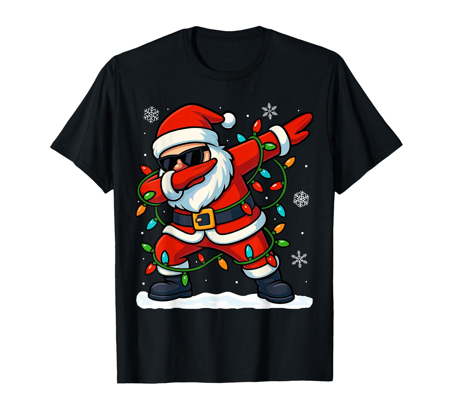 Dabbing Santa Christmas Girls Xmas Lights Boys Christmas T-Shirt
