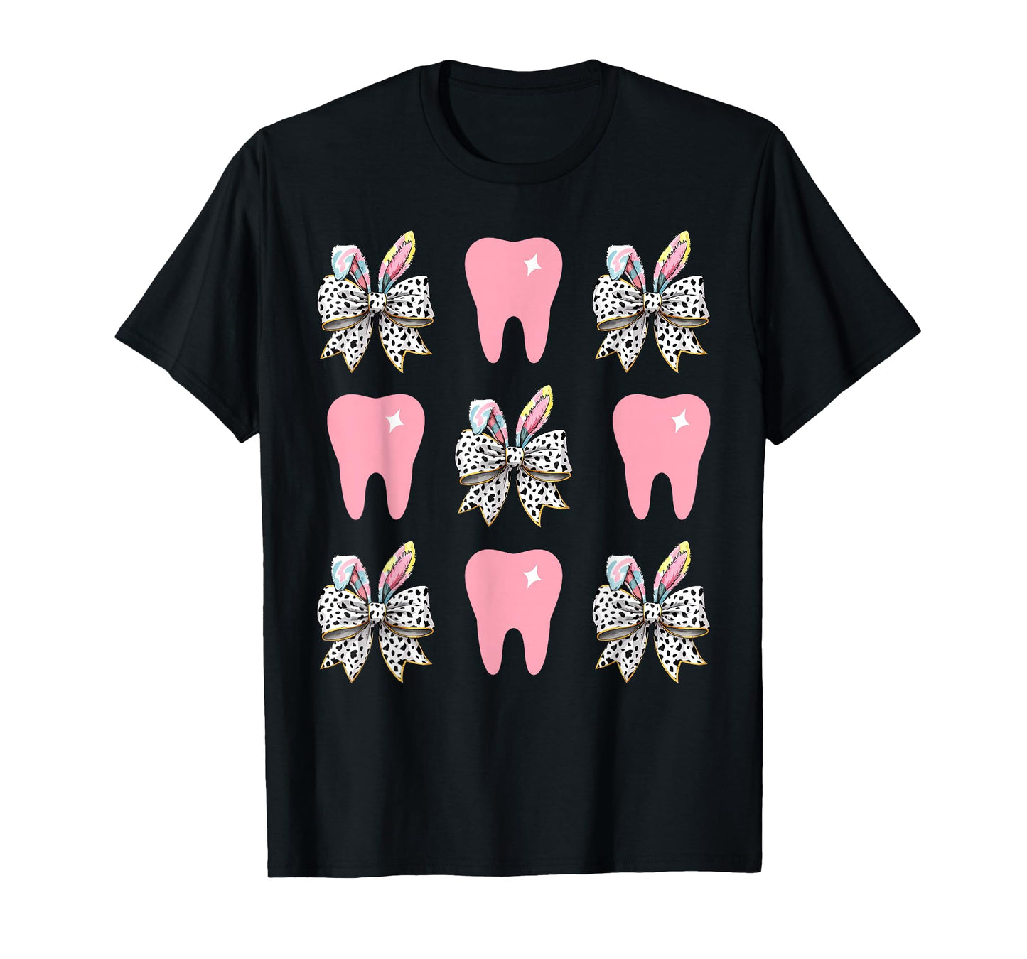 Dental Hygienist Tooth Coquette Bow Bunny Easter Dentist T-Shirt