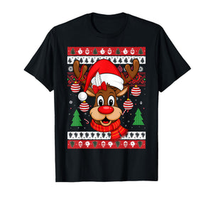 Cute Reindeer Christmas Red Nose Rudolph Xmas Kids Adult T-Shirt