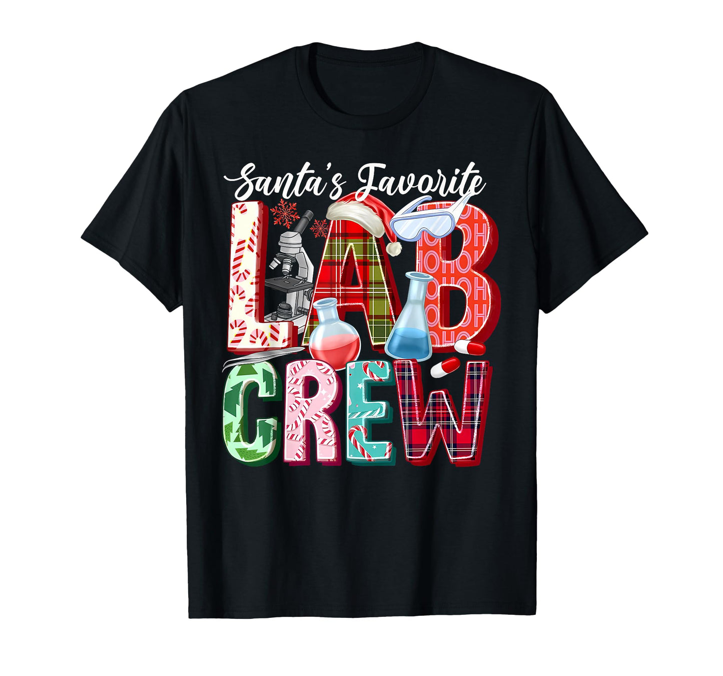 Santa's Favorite Lab Crew Christmas Laboratory Technician T-Shirt