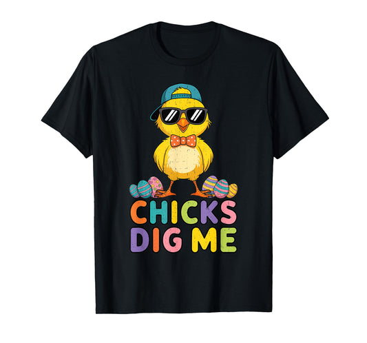 Boys Easter Cute Chick Dig Me Egg Bunny Easter Kids Boys Men T-Shirt