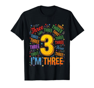 Kids 3rd Birthday Shirt Boy 3yr Three 3 Year Old Girl Toddler Kid T-Shirt
