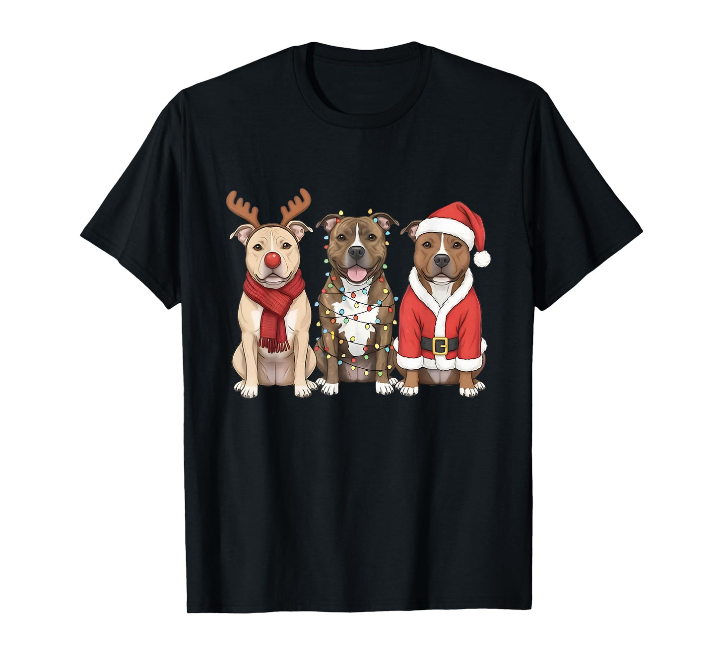 Santa American Pitbull Terrier Christmas Pittie Dog Mom Xmas T-Shirt