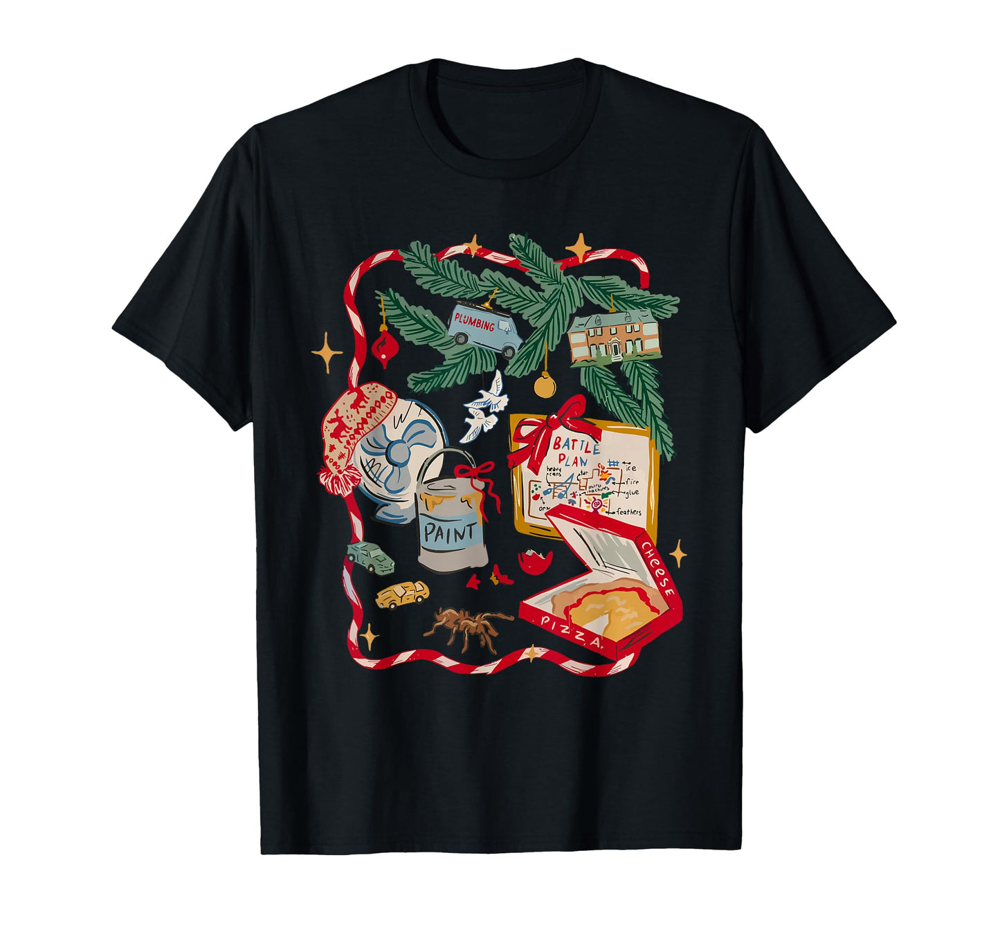 Funny Battle Plan Christmas Home Kids Hand Dawn Alone Xmas T-Shirt