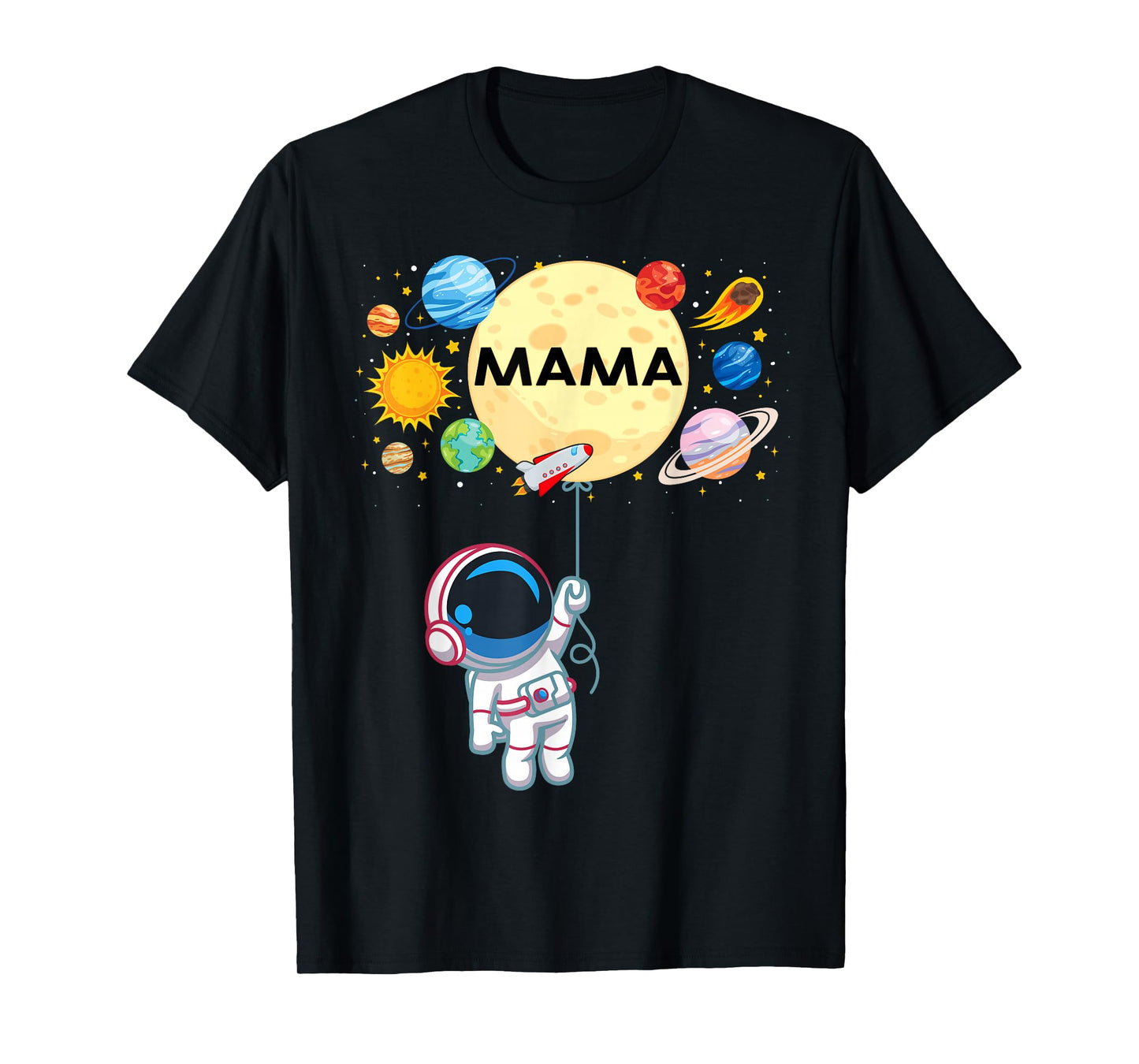 Mama of The Birthday Boy Astronaut Space Planets Family T-Shirt