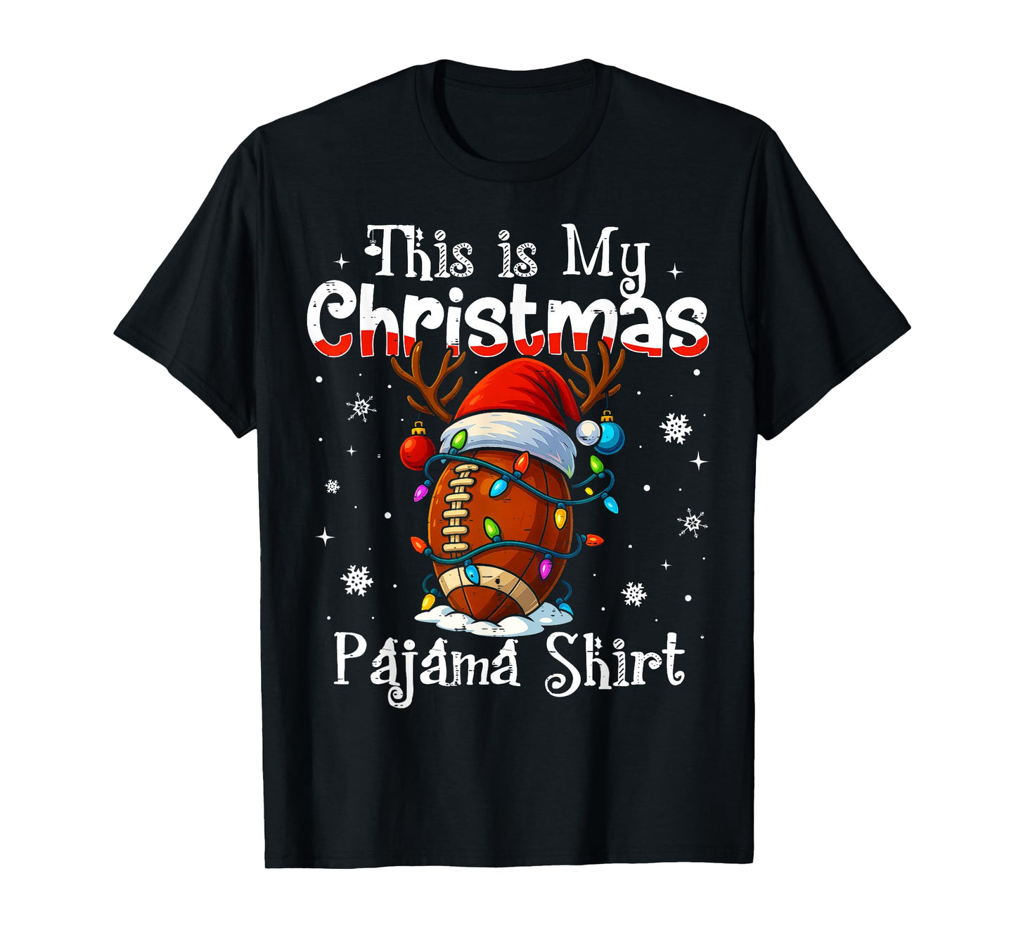 This is My Christmas Pajama Shirt Football Xmas PJs Sports T-Shirt