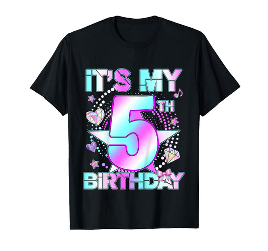5 Years Old Birthday Kpop Kids Toddler 5th Birthday Girl T-Shirt