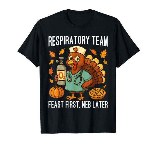 Fall Respiratory Therapy Thanksgiving Thankful RT Crew T-Shirt