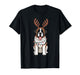 Saint Bernard Dog Christmas Reindeer Lights Funny Xmas T-Shirt