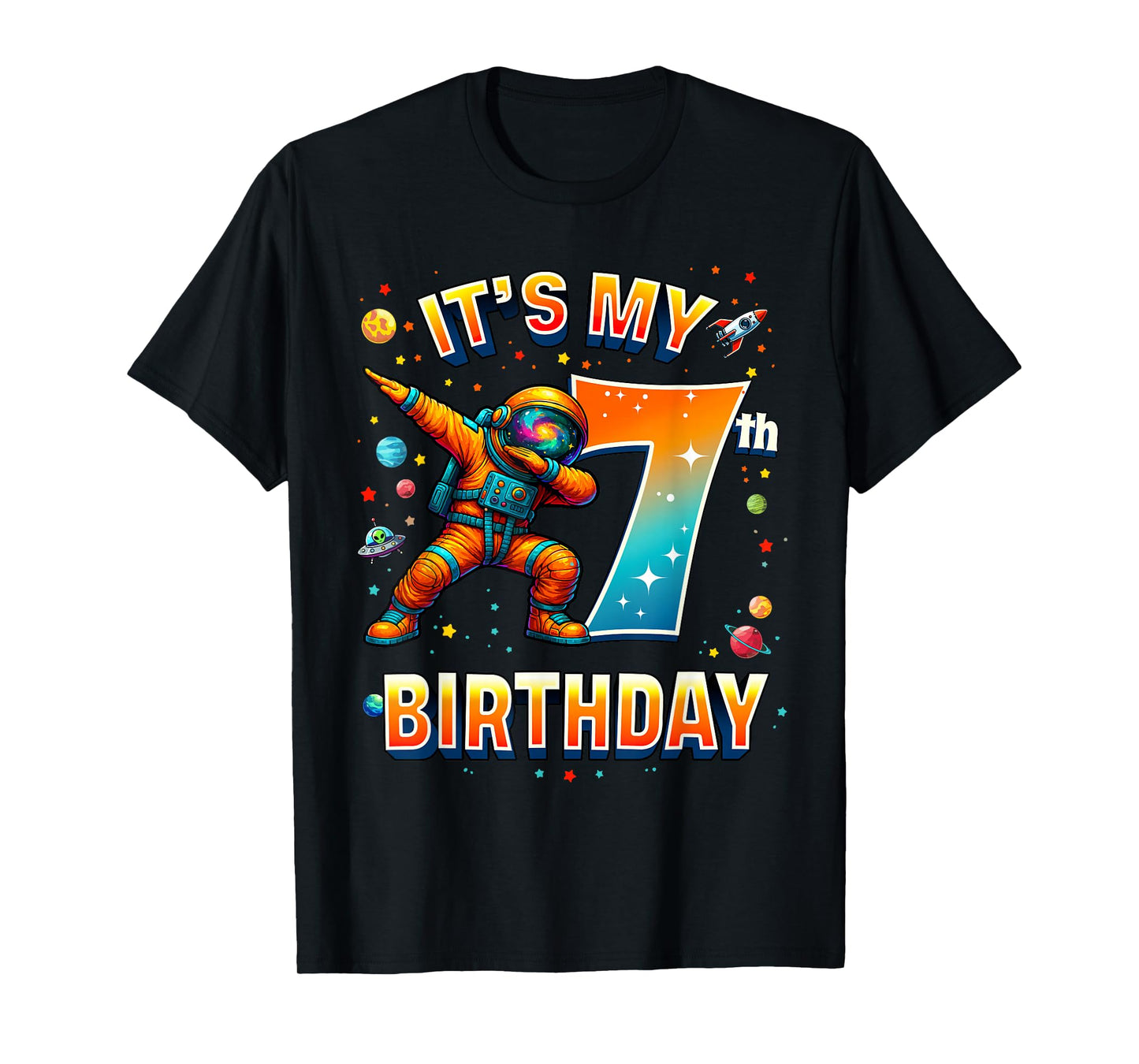 7th Birthday Astronaut Dab Space Party Boys Toddler T-Shirt
