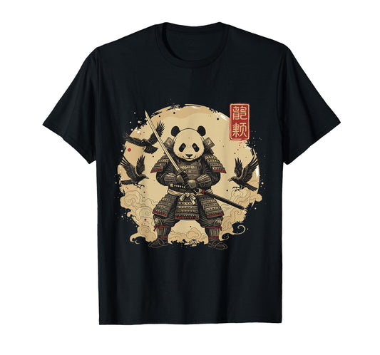 Samurai Panda Shirt Warrior Vintage Graphic Japanese Men T-Shirt