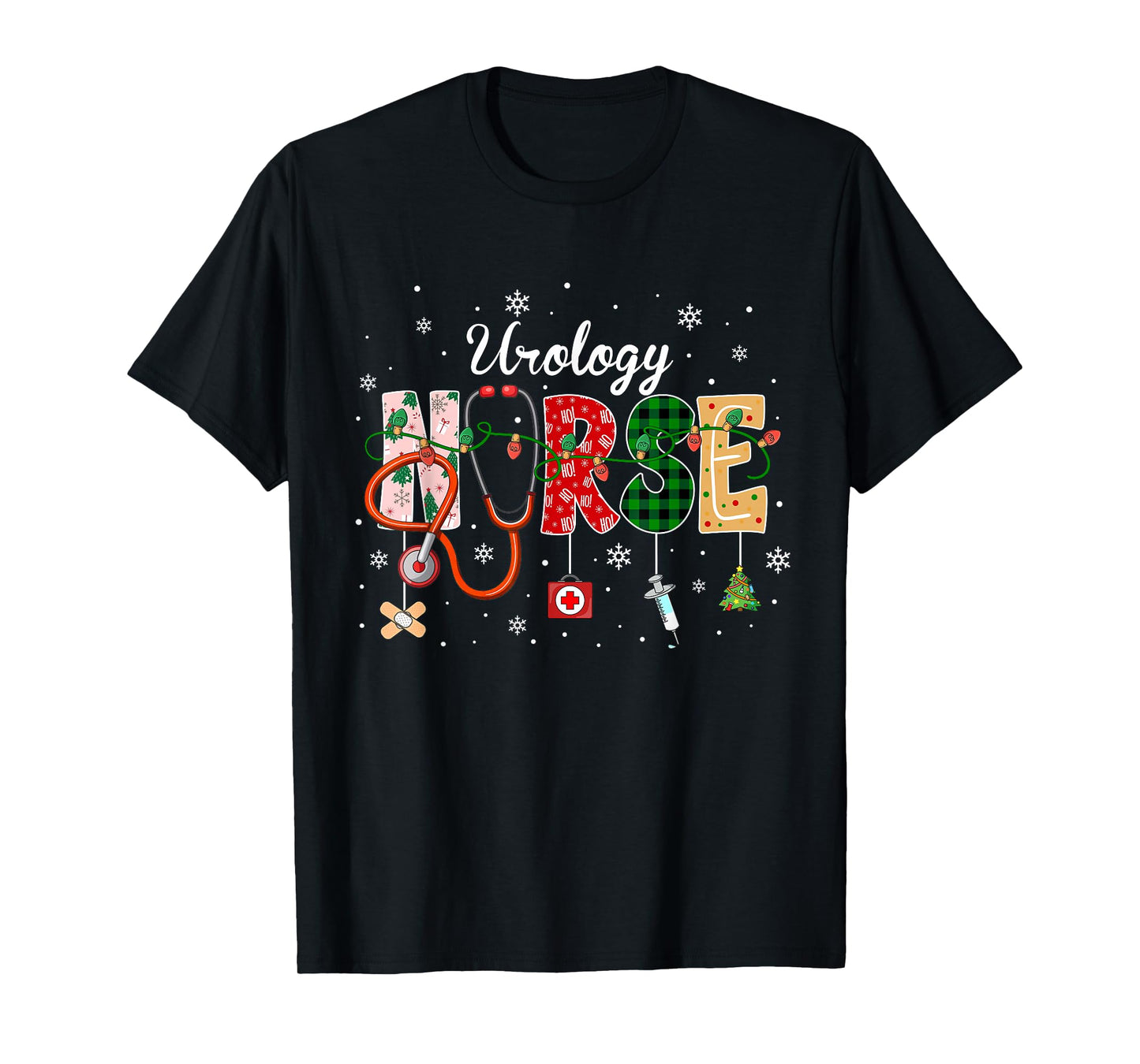 Urology Nurse Stethoscope Xmas Tree Cute Christmas T-Shirt