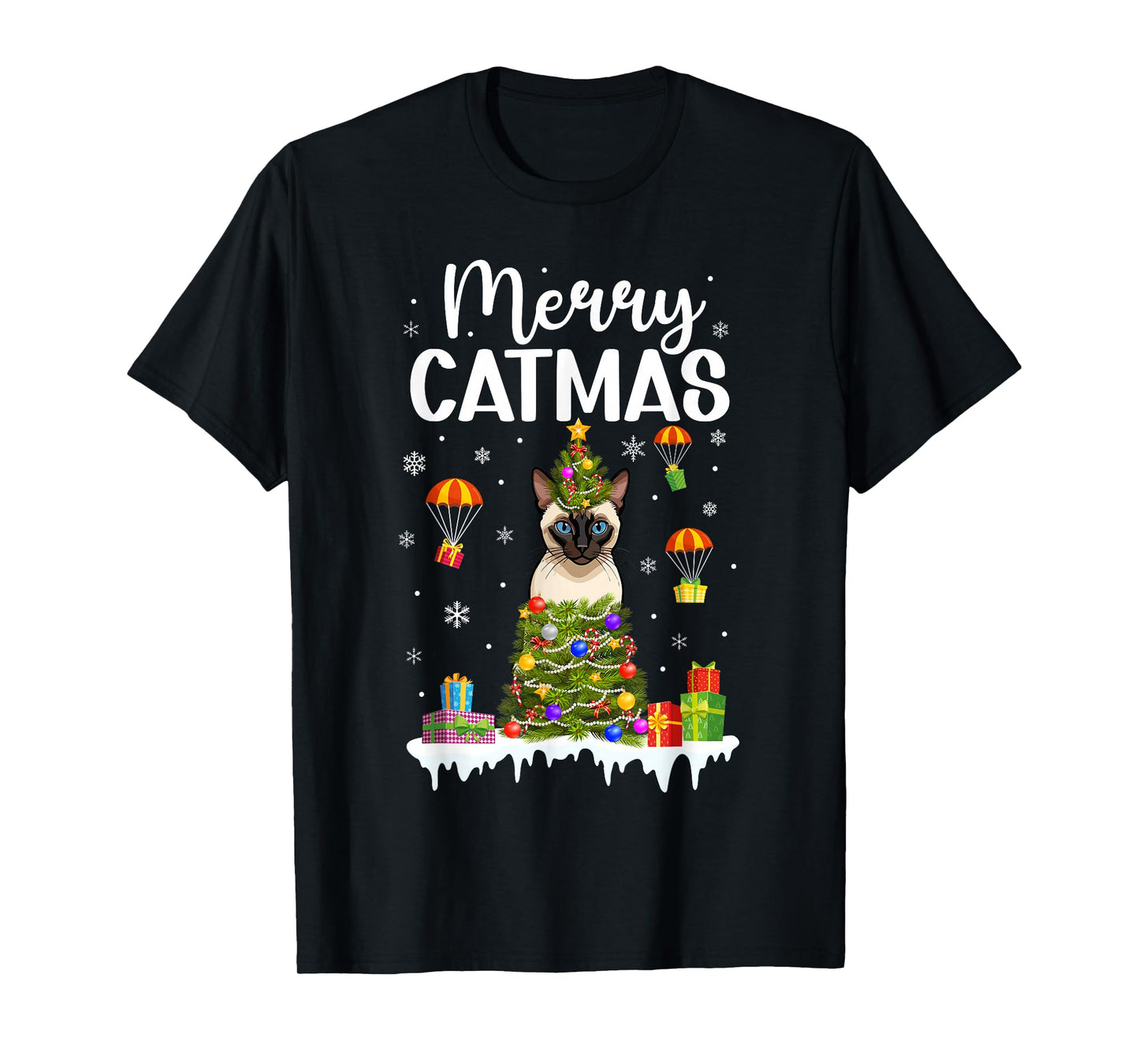 Merry Catmas Siamese Christmas Siamese Cat Xmas Party T-Shirt