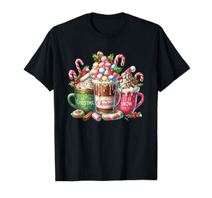Christmas Cocoa Mug Candy Cane Marshmallow Holiday Graphic T-Shirt