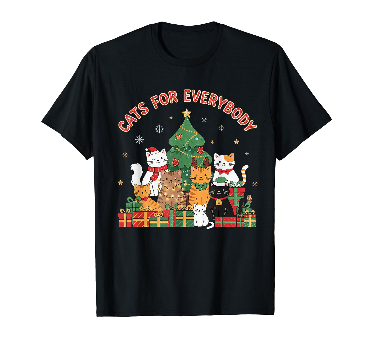Cats for Everybody Christmas Cat Funny Xmas Women Santa T-Shirt