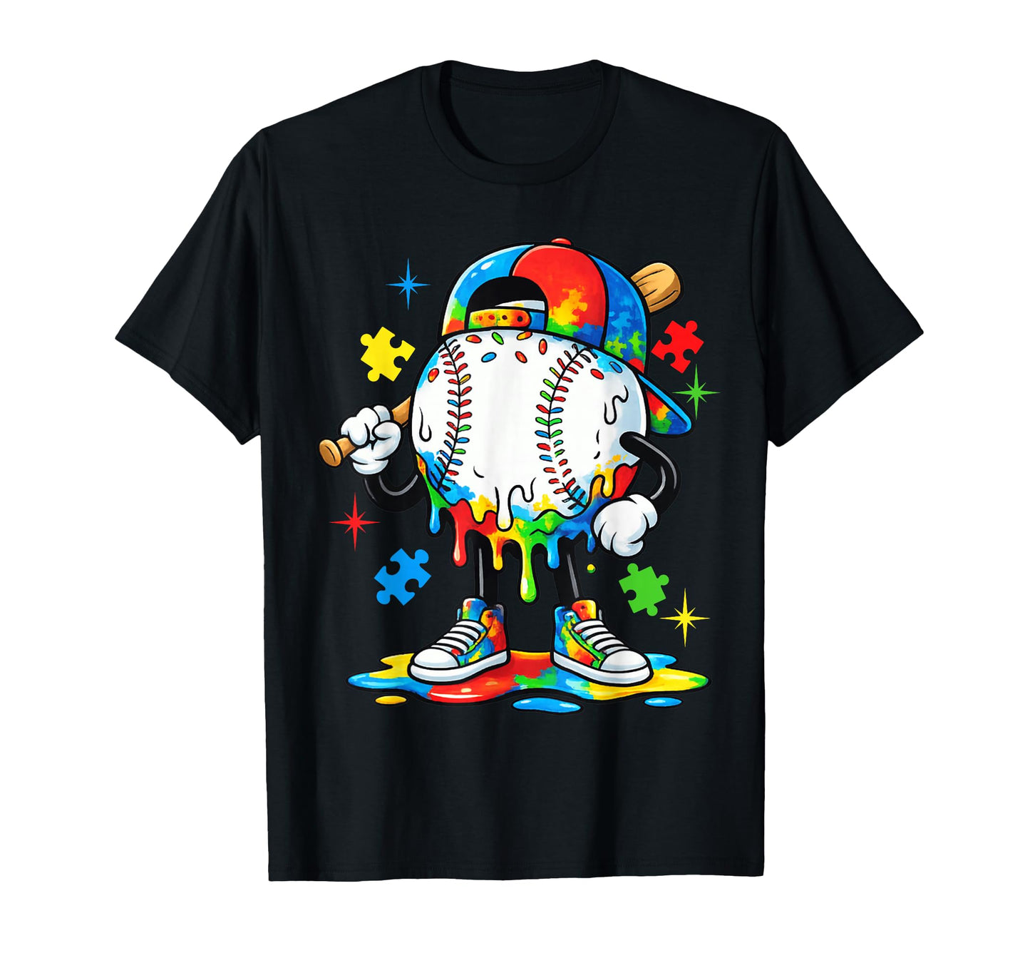 Baseball Drip Icecream Apparel Youth Boy Autism Awareness T-Shirt