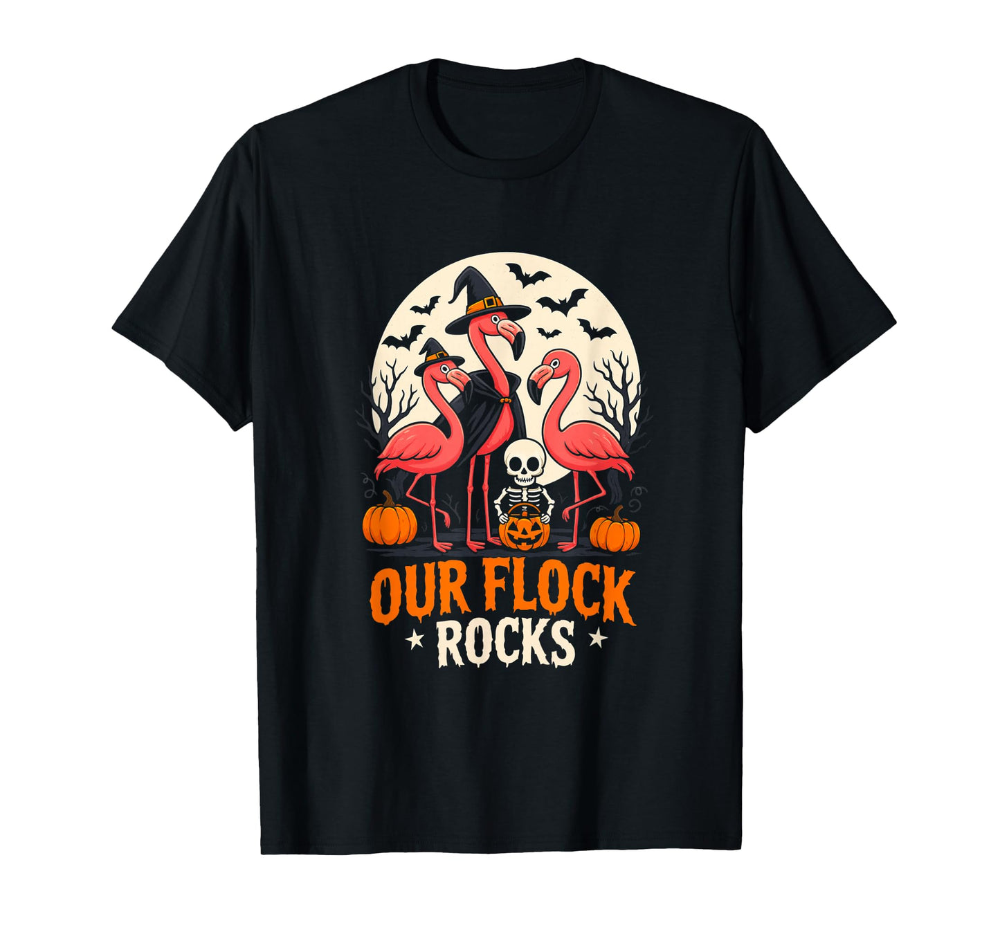 Our Flock Rocks Flamingo Family Halloween Party Costume Fun T-Shirt