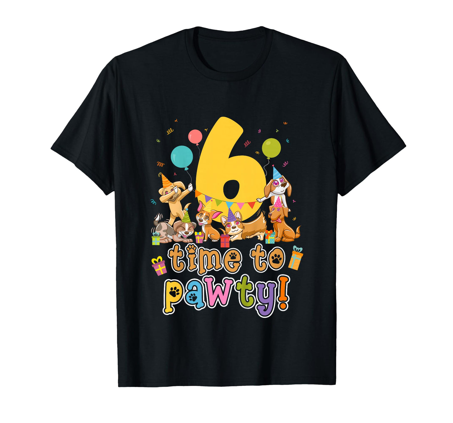 6th Dog Birthday Party Six Year Old Puppy Birthday T-Shirt
