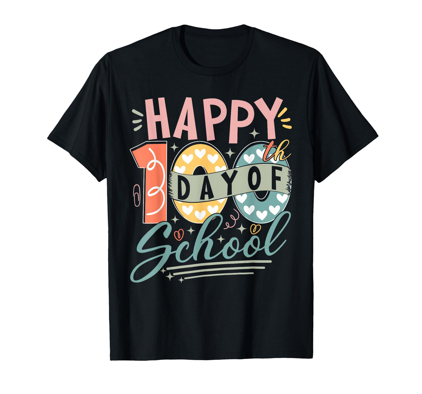 Groovy Happy 100th Day of Shool 100 Days Teachers Girls Kids T-Shirt
