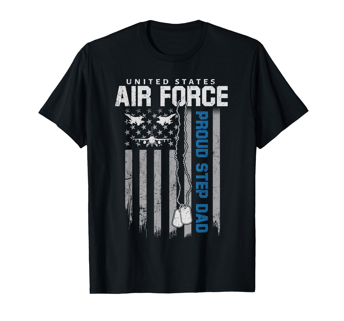 US Air Force Proud Step Dad Flag American Family Matching T-Shirt
