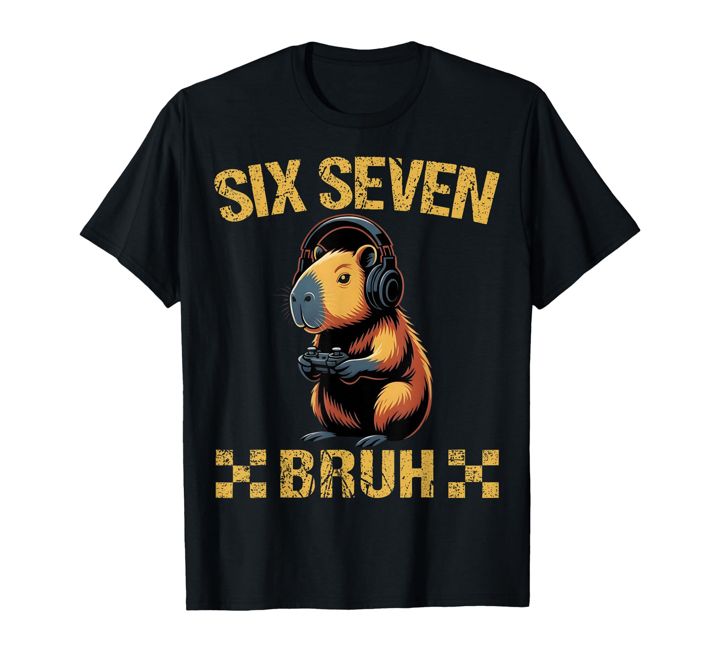 Cute Gamer Capybara Six Seven Bruh Gift for Men Boy Kids T-Shirt