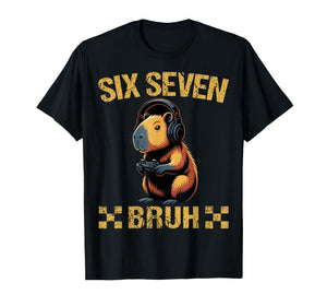 Cute Gamer Capybara Six Seven Bruh Gift for Men Boy Kids T-Shirt