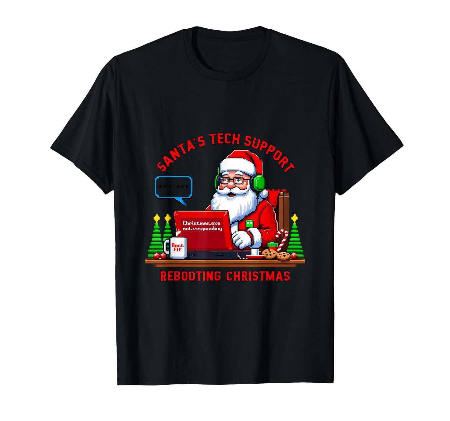 Computer Meme Funny Santa's Tech Support Rebooting Christmas T-Shirt