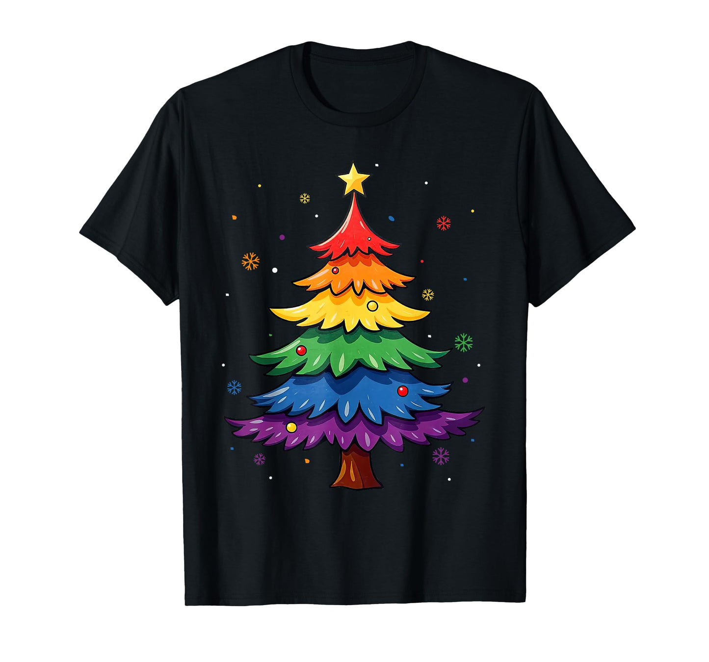 Cute LGBTQ Pride Rainbow Flag Gay Merry Christmas Tree X-Mas T-Shirt