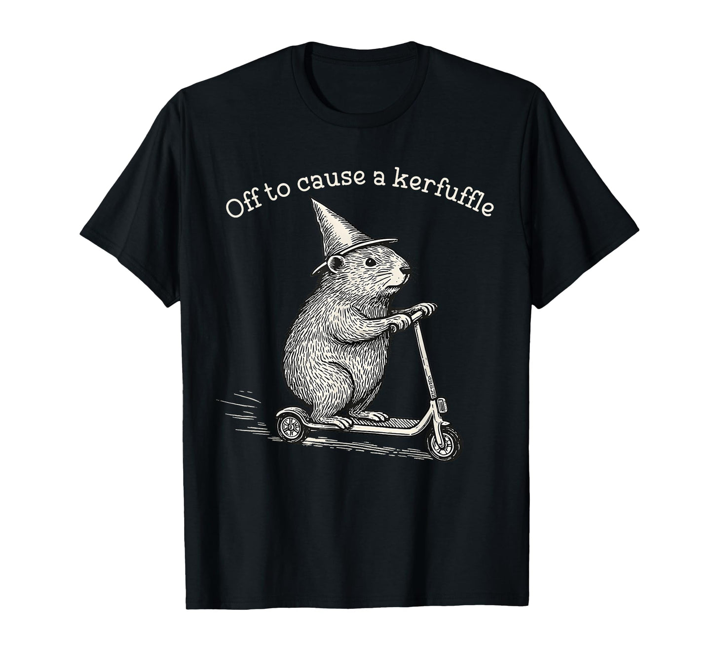 Whimsical Capy Wizard Off to Cause A Kerfuffle Meme Capybara T-Shirt
