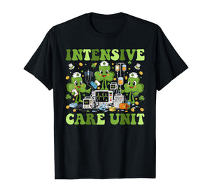 ICU Nurse St Patricks Day Shamrock Intensive Care Unit Nurse T-Shirt