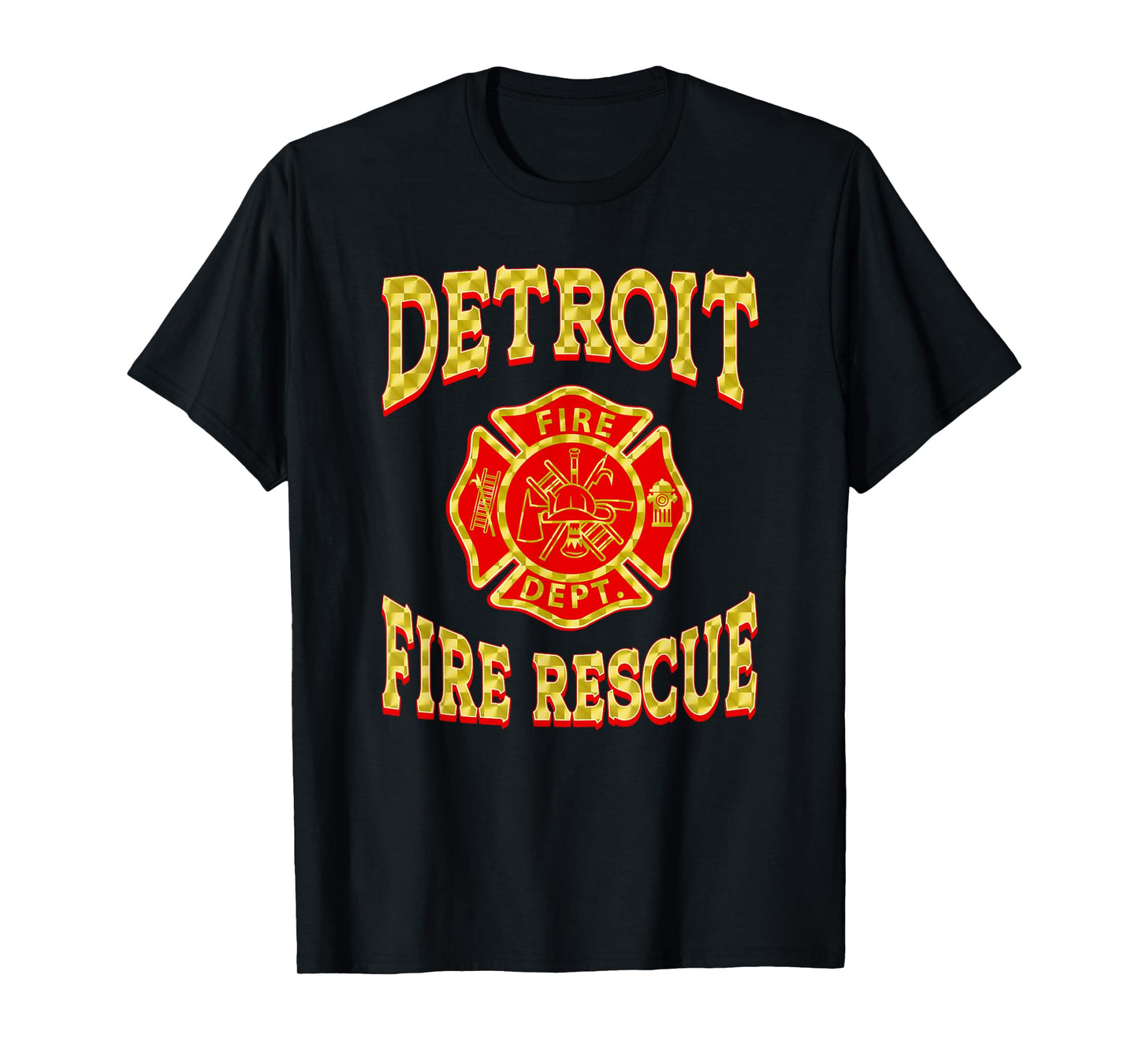 Retro Detroit Fire Department Patch Flag Firefighter T-Shirt