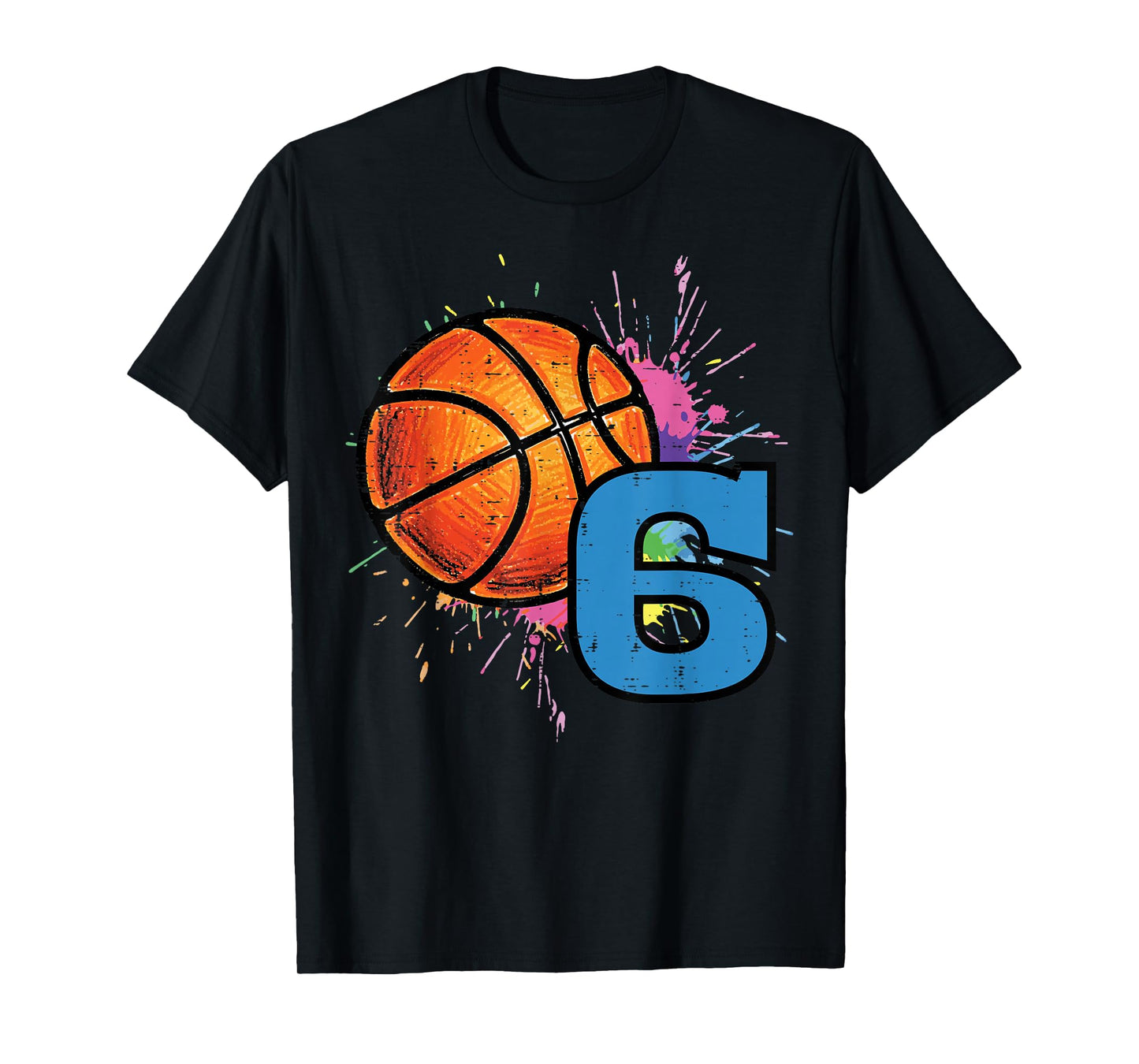 6th Birthday Basketball 6 Year Old Bday Sports Boys Kids T-Shirt