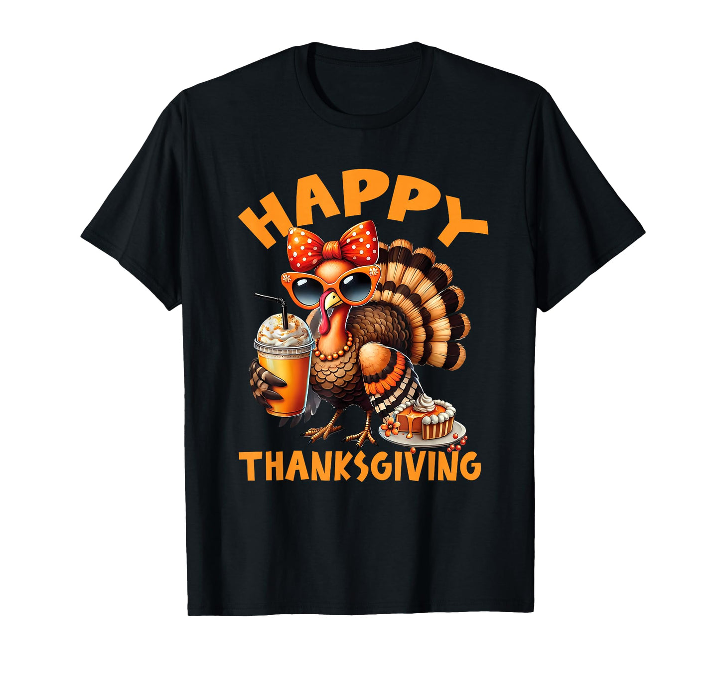 Happy Thanksgiving Coquette Turkey Drinking Pumpkin Spice T-Shirt