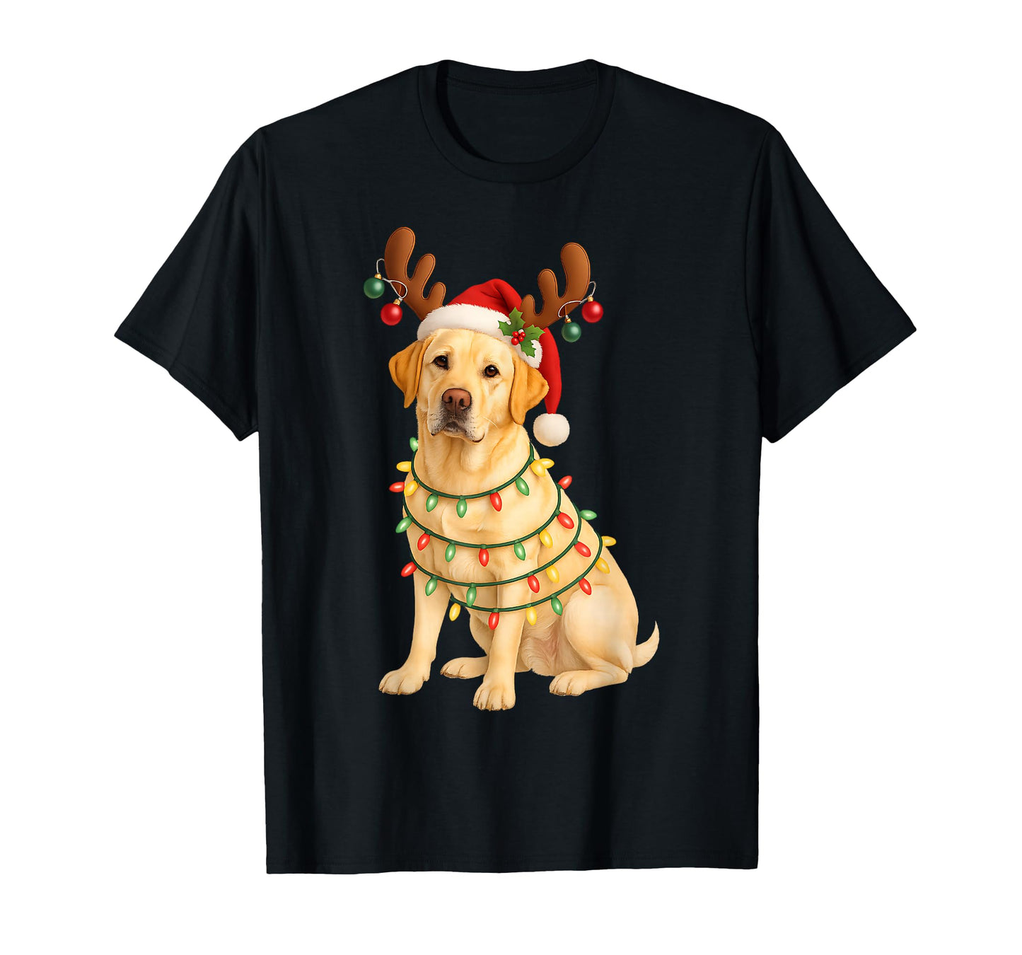 Yellow Lab Christmas Tree Light Pajama Labrador Dog T-Shirt