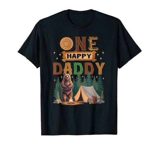 One Happy Daddy Camper 1St Birthday Camping Bear T-Shirt