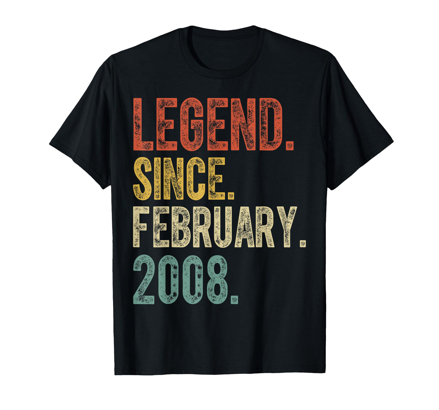 Retro 18 Years Old Legend Since February 2008 18th Birthday T-Shirt