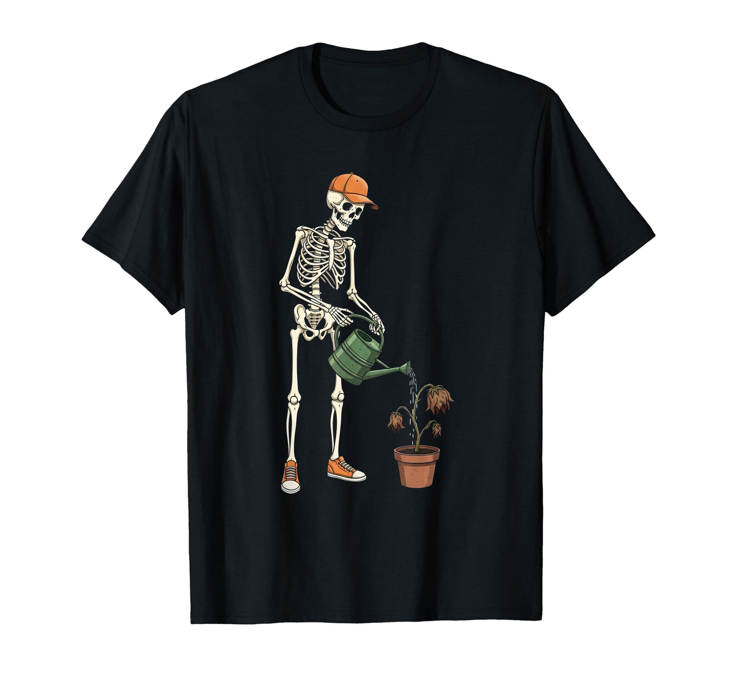 Plant Skeleton Halloween Funny for Men Boys Kids Gardening T-Shirt