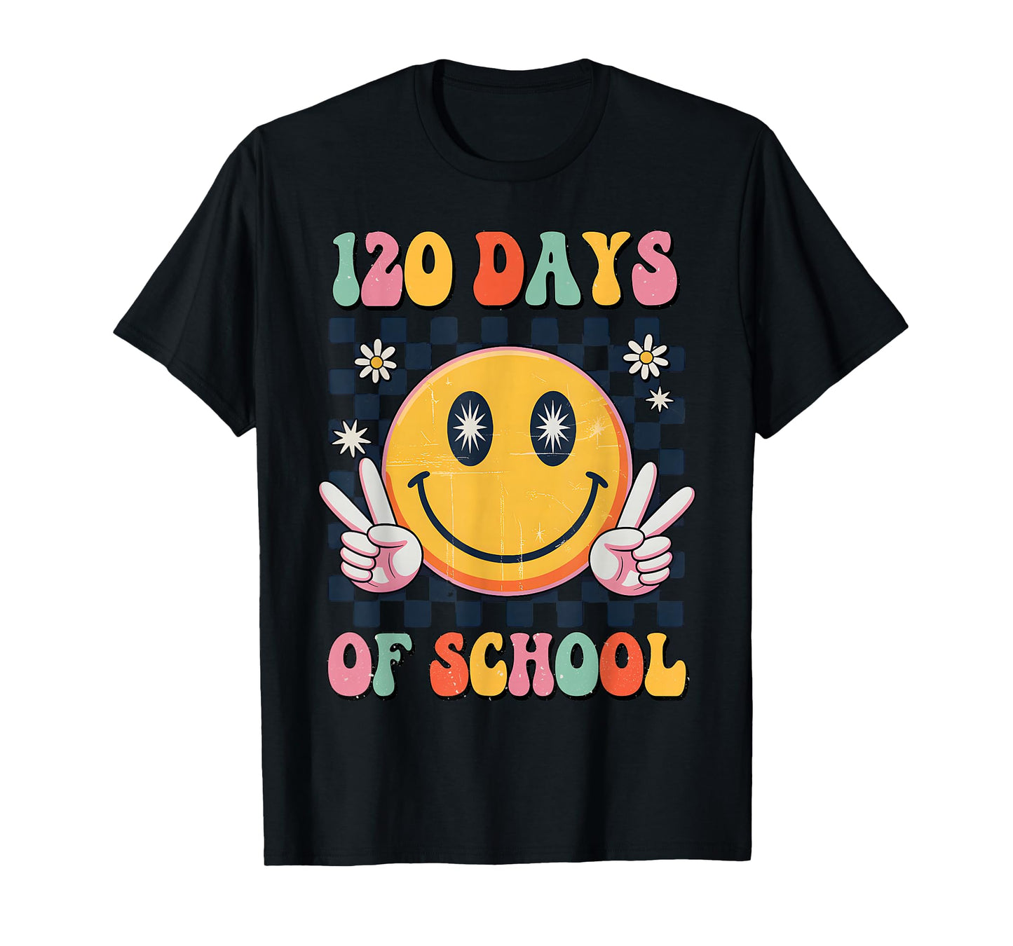 120th Day of School Teacher Kids Groovy 120 Days of School T-Shirt