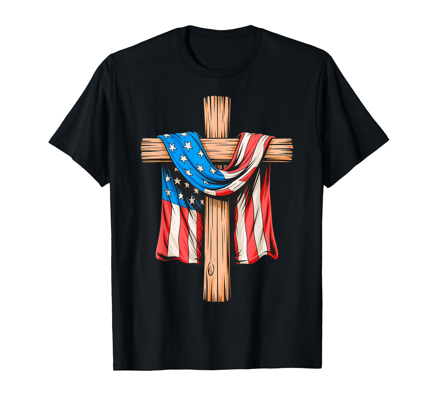 I Stand for The Flag and Kneel for The Cross Patriotic Flag T-Shirt
