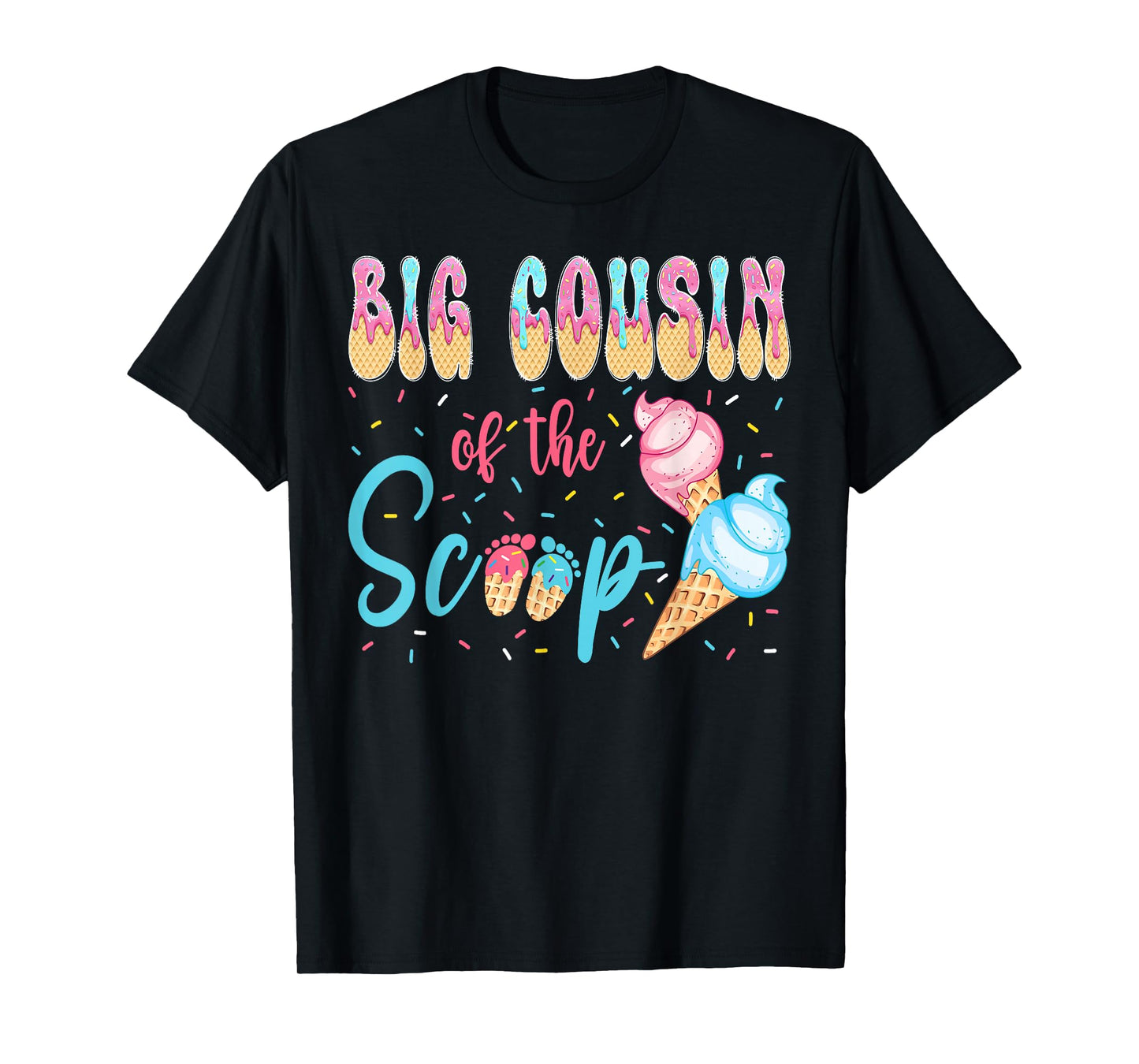 Big Cousin of The Scoop Ice Cream Gender Reveal Baby Shower T-Shirt
