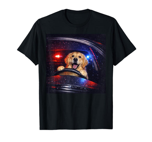 Funny Golden Retriever Driving Meme Dog Driving A Car T-Shirt