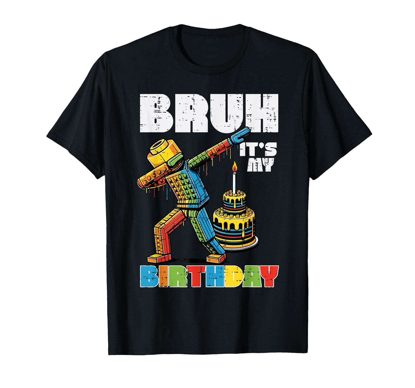 Bruh Its My Birthday Block Brick Dab Bday Party Boys Kids T-Shirt