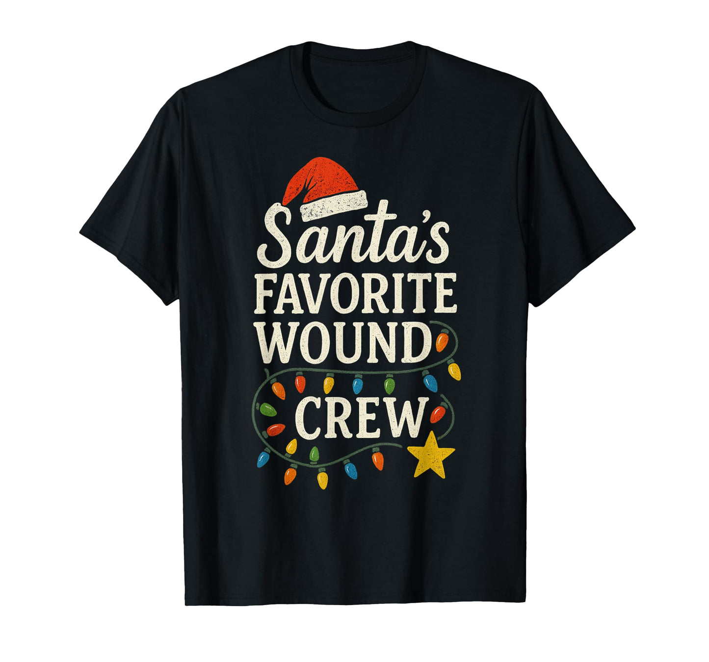 Santa's Favorite Wound Crew Christmas Wound Care Nurse Crew T-Shirt